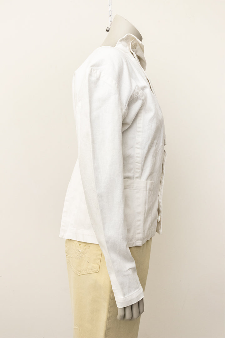 Yohji Yamamoto wit cut-out jasje van ramie-katoen