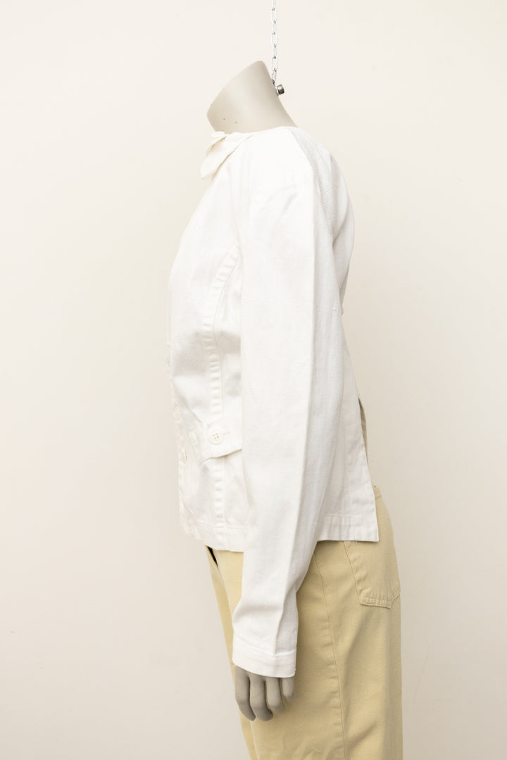 Yohji Yamamoto wit cut-out jasje van ramie-katoen
