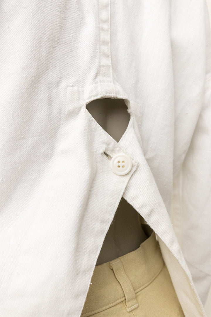 Yohji Yamamoto wit cut-out jasje van ramie-katoen
