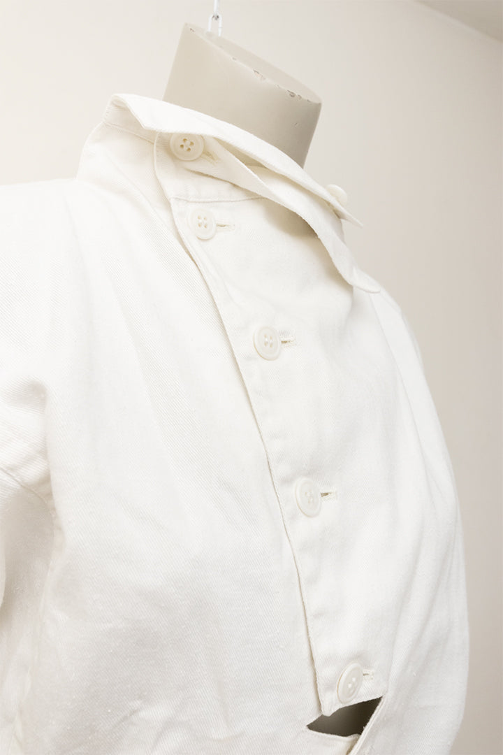 Yohji Yamamoto wit cut-out jasje van ramie-katoen