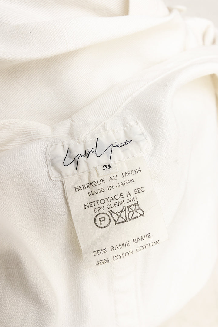 Yohji Yamamoto wit cut-out jasje van ramie-katoen