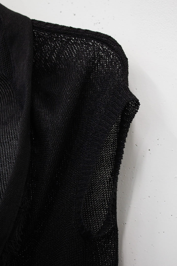 Yohji Yamamoto mouwloos frailed vestje met geknoopt detail