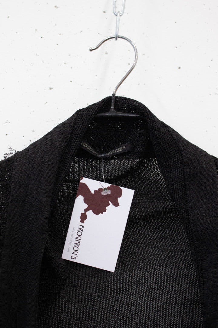 Yohji Yamamoto mouwloos frailed vestje met geknoopt detail
