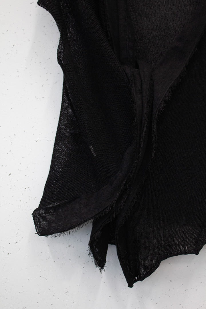 Yohji Yamamoto mouwloos frailed vestje met geknoopt detail