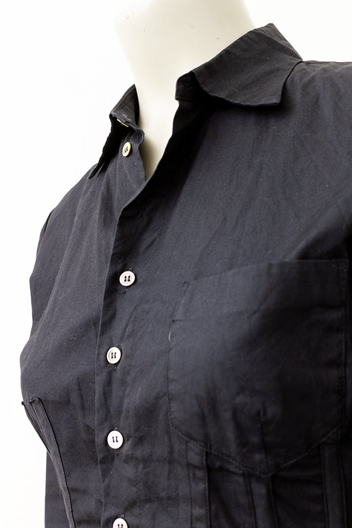 Yohji Yamamoto zwarte blouse korset-model met baleinen