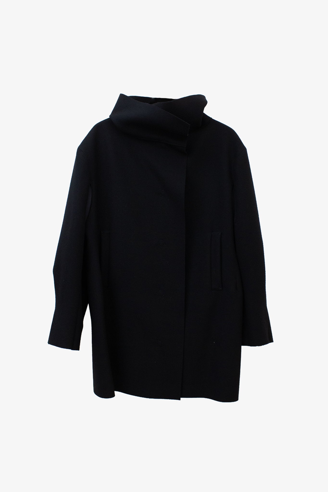 Y’s Yohji Yamamoto FW08 wollen jas met sculpturaal detail