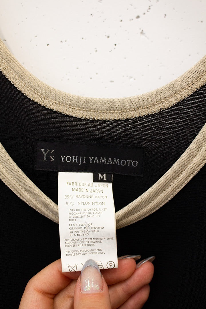 Y’s Yohji Yamamoto SS97 gebiesde maxi jurk met gedrapeerd detail