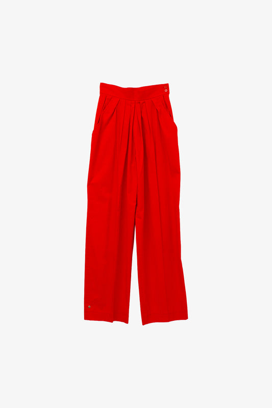 Yves Saint Laurent Rive Gauche rode katoenen bandplooibroek