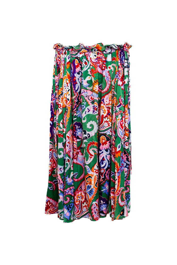 Zijden Kenzo rok met rijke groen gekleurde print