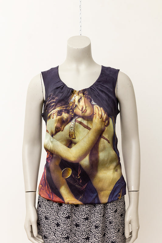 Zijden barok top Dolce & Gabbana met print van twee dames