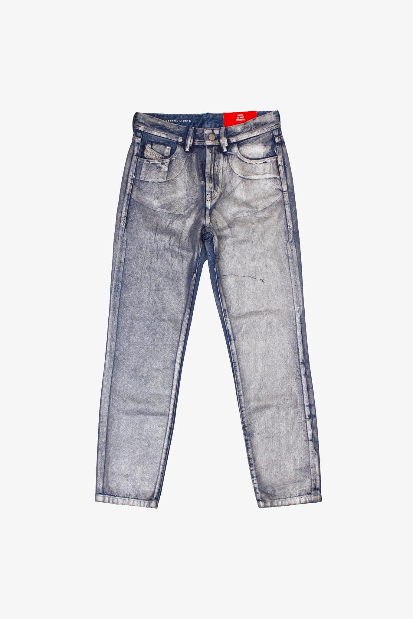 Zilver coated Diesel FW24 jeans (nieuw)