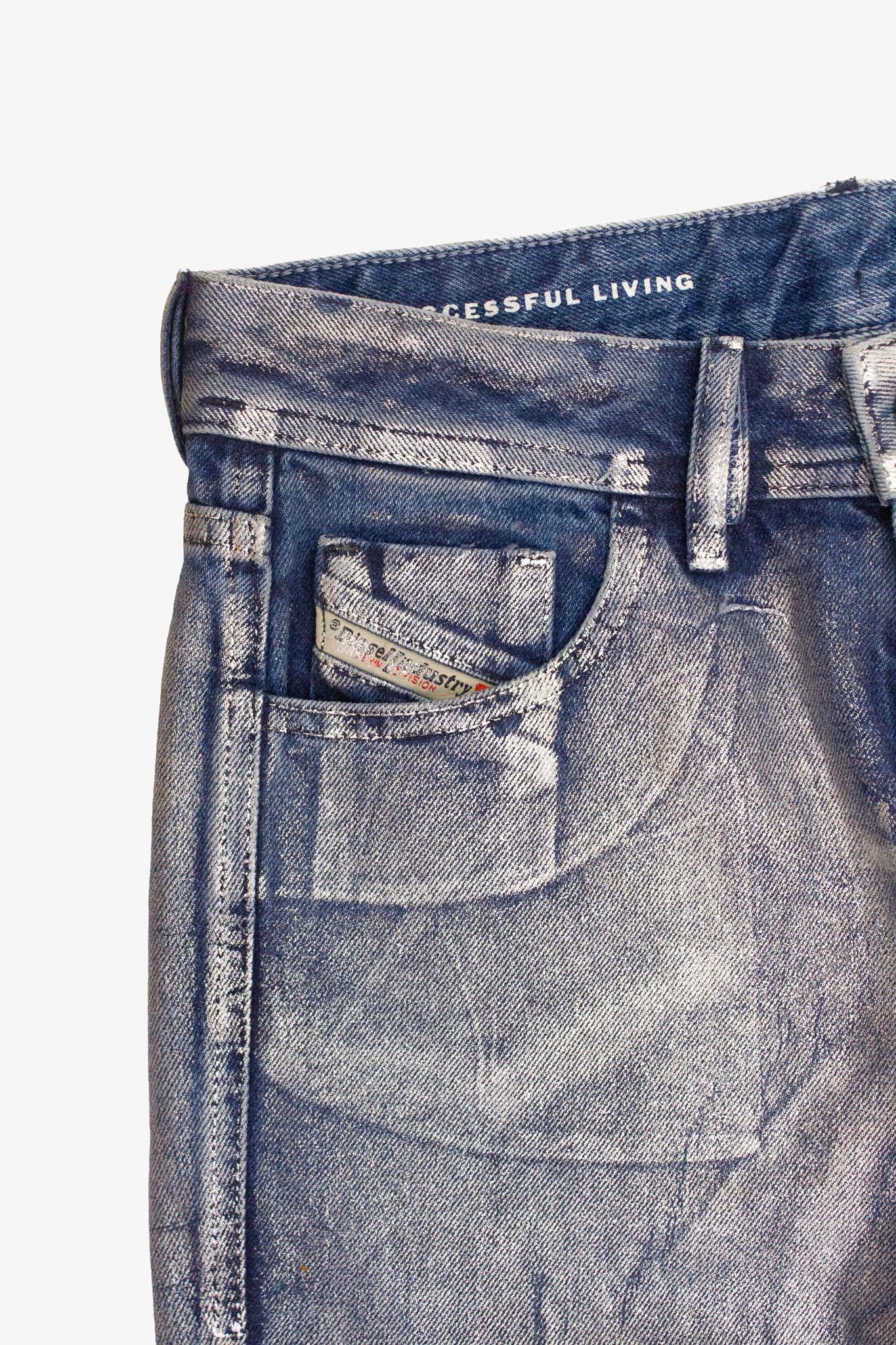 Zilver coated Diesel FW24 jeans (nieuw)