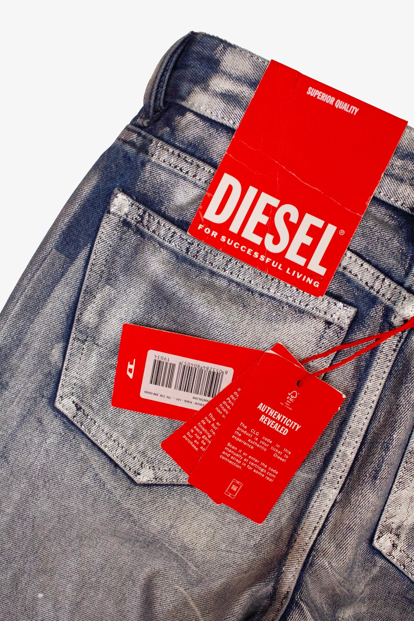 Zilver coated Diesel FW24 jeans (nieuw)