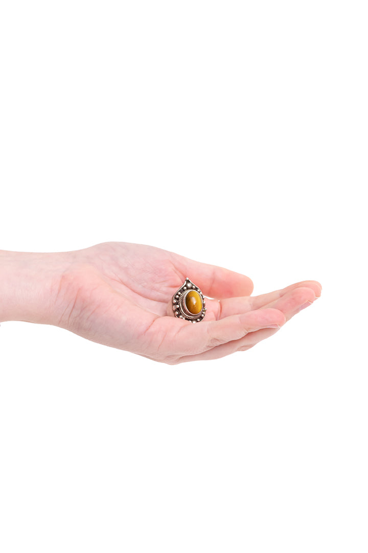 Zilveren ring met edelsteen tijgeroog vintage