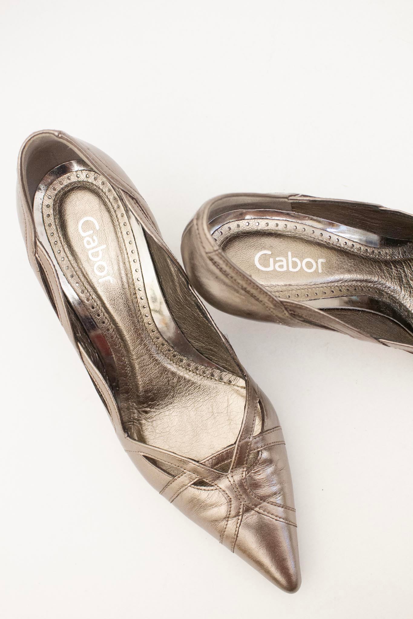 Zilverkleurige metallic leren Gabor pumps maat 37 (nieuw)