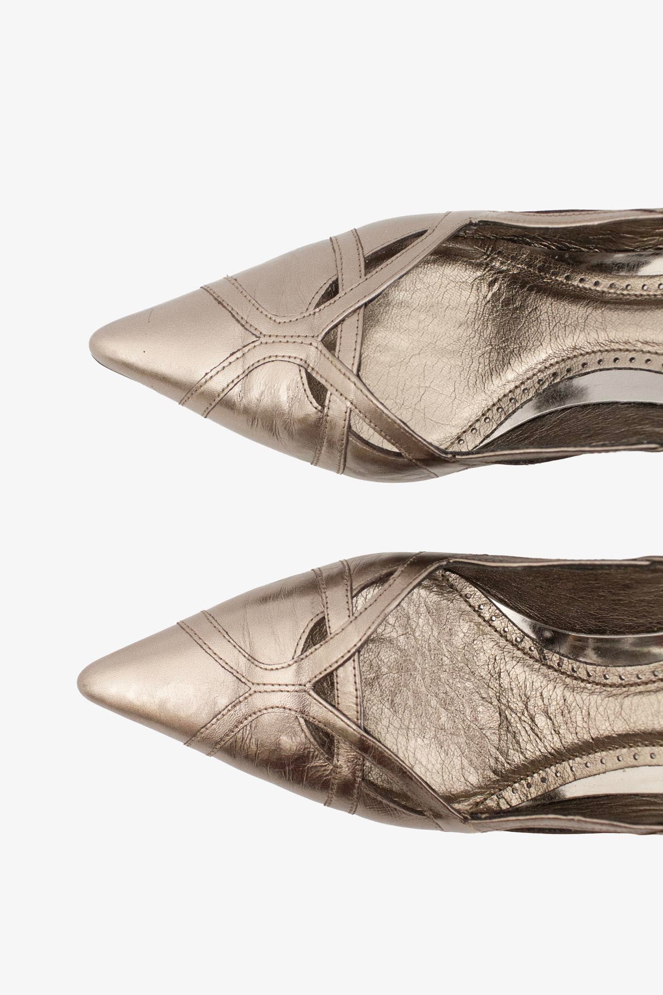 Zilverkleurige metallic leren Gabor pumps maat 37 (nieuw)