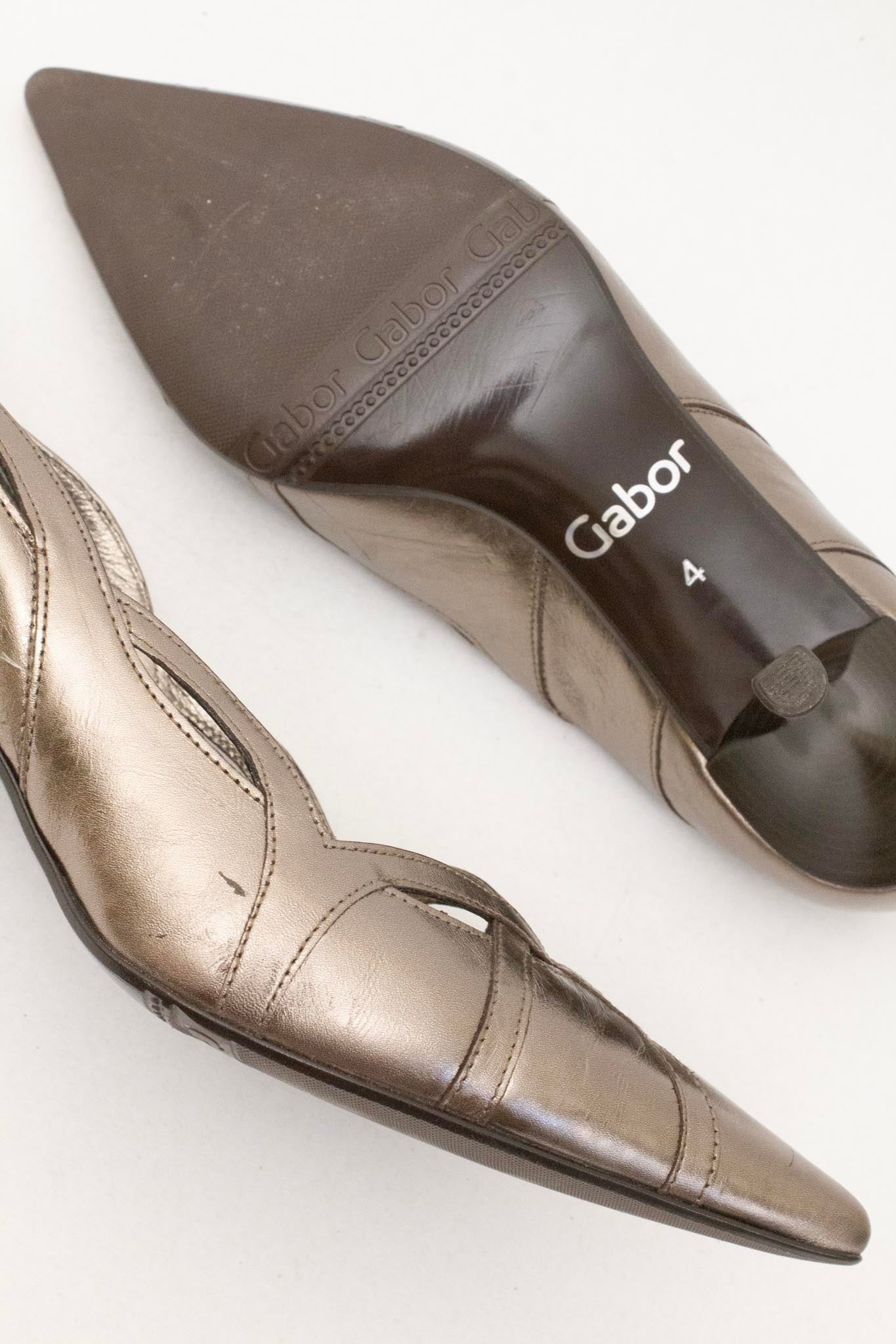 Zilverkleurige metallic leren Gabor pumps maat 37 (nieuw)