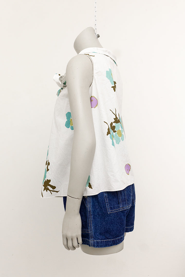 Zomerse witte Marni top met strik en bloemenprint