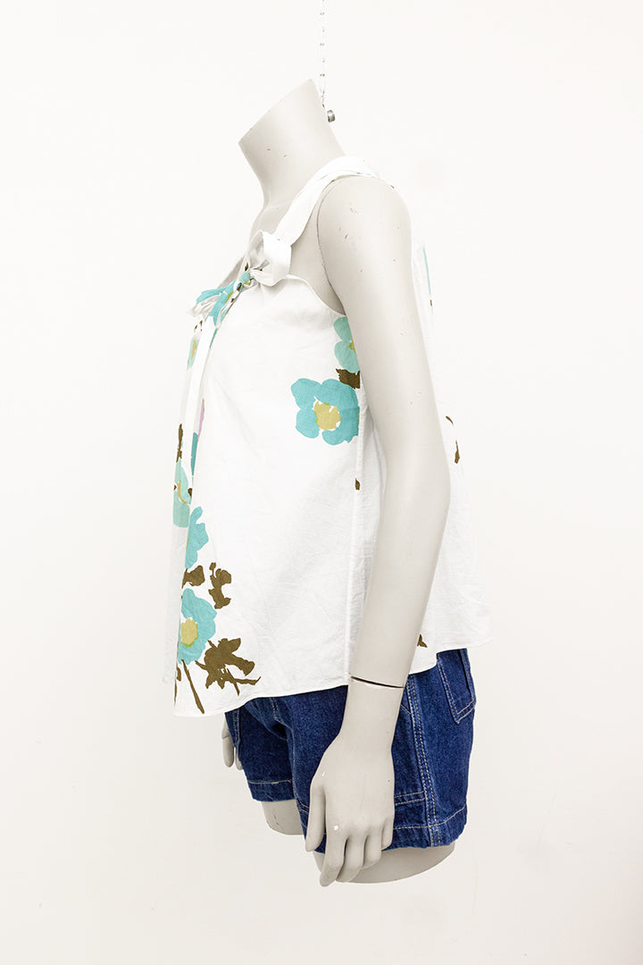 Zomerse witte Marni top met strik en bloemenprint