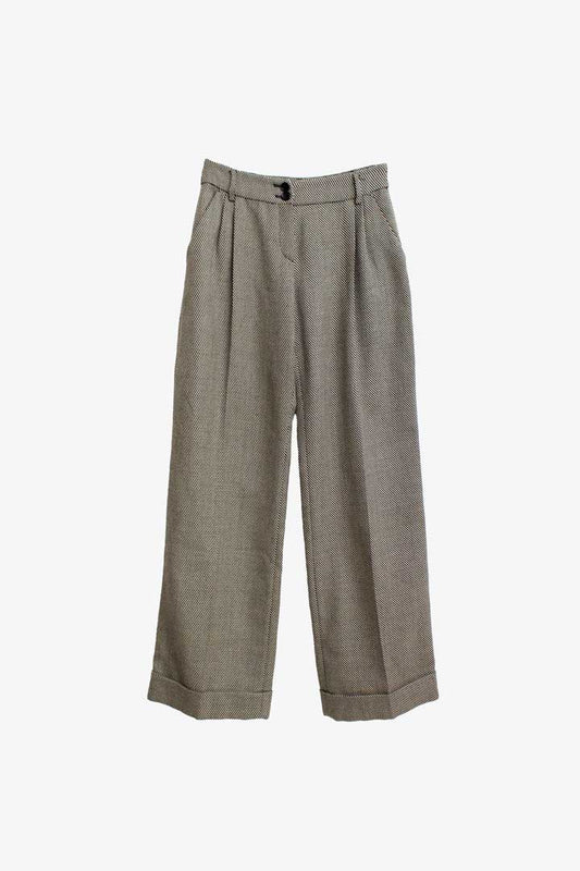 Zwart beige gemeleerde wollen pantalon Escada Sport