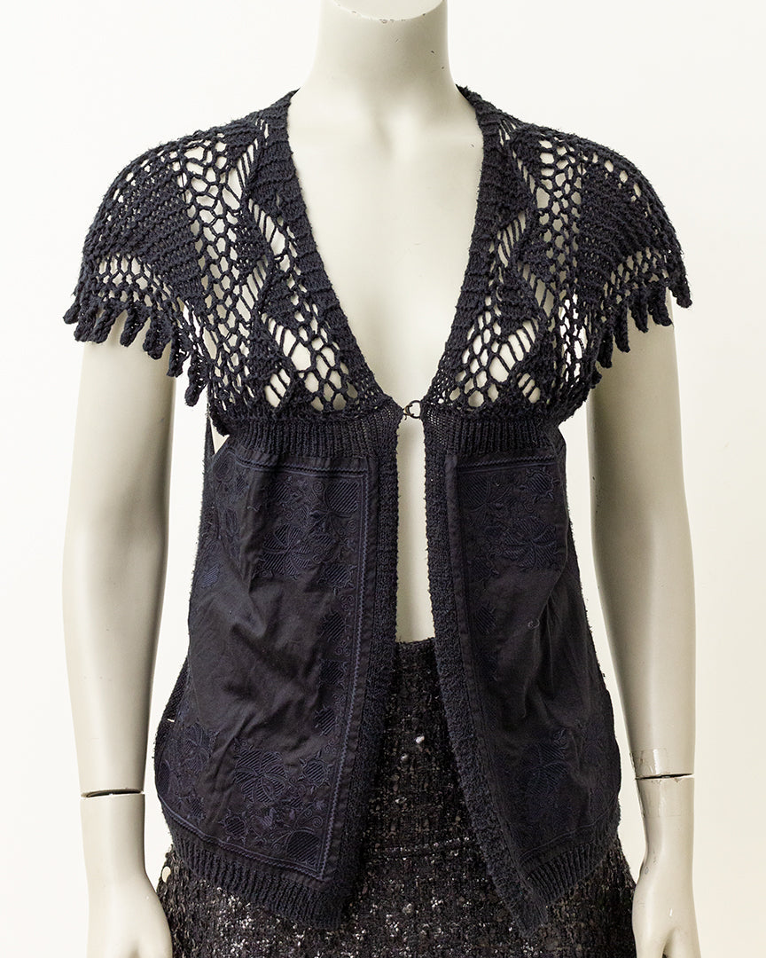 Zwart vintage gebreid gilet Dries van Noten