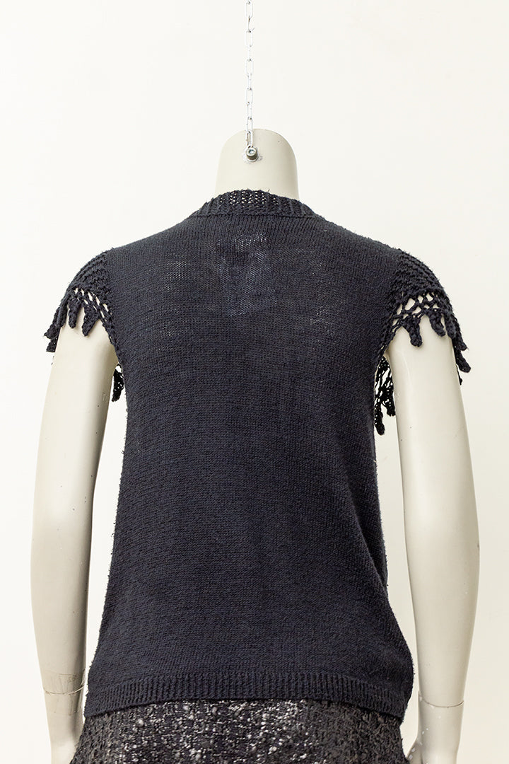 Zwart vintage gebreid gilet Dries van Noten