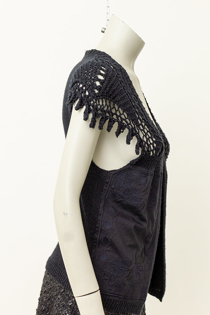 Zwart vintage gebreid gilet Dries van Noten