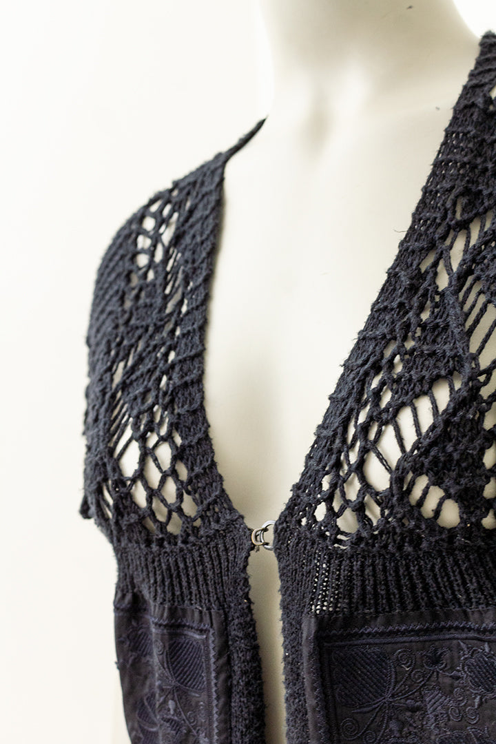 Zwart vintage gebreid gilet Dries van Noten