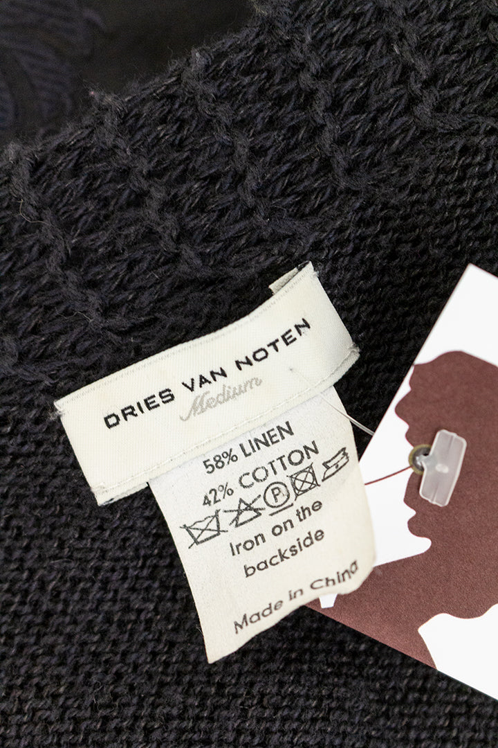 Zwart vintage gebreid gilet Dries van Noten