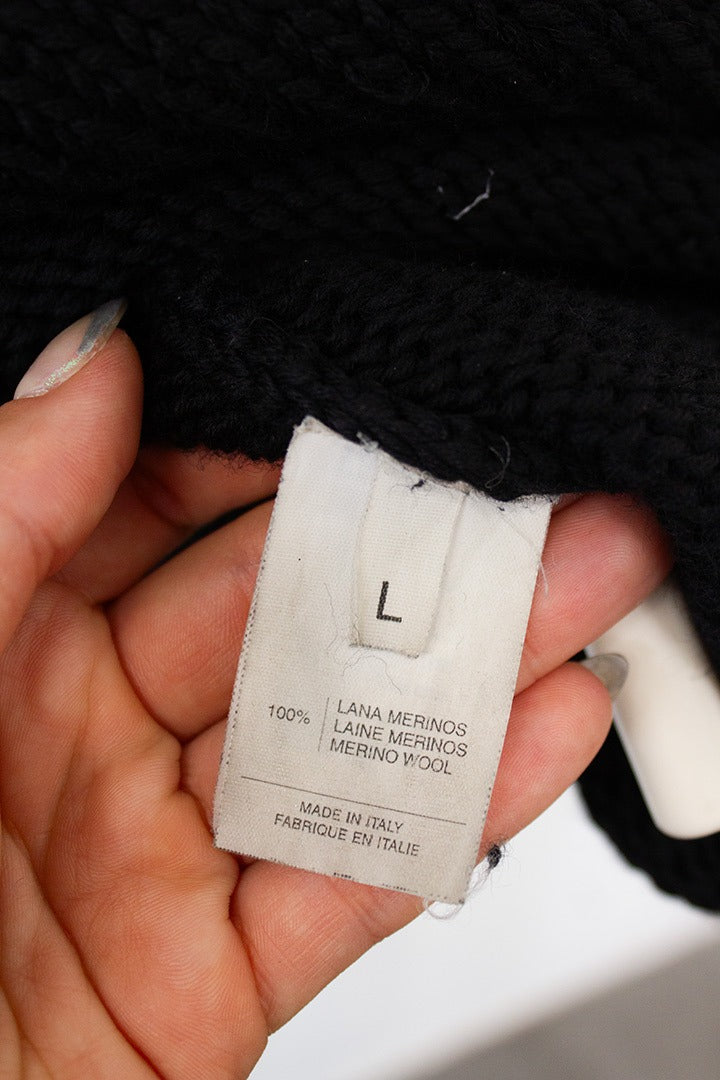 Zwarte Comme Des Garcons merino wollen sweater