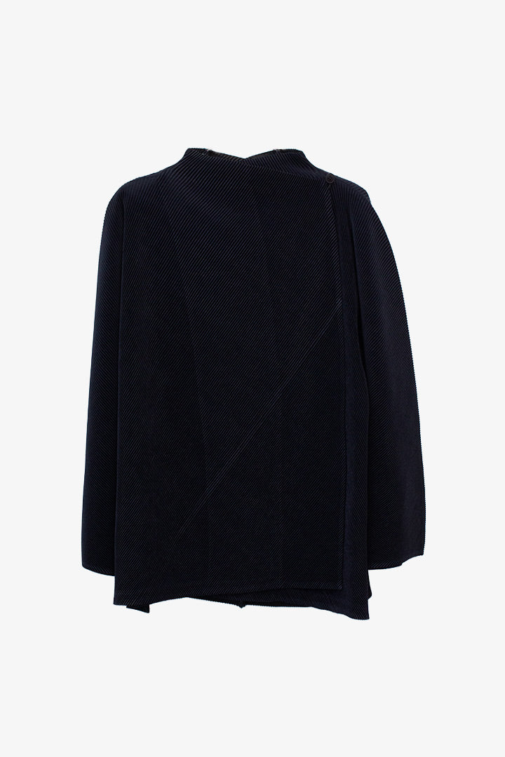 Zwarte Issey Miyake SS11 overslag blouse met lange mouwen (Dai Fujiwara)