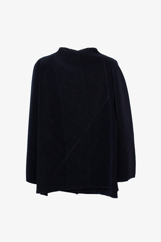 Zwarte Issey Miyake SS11 overslag blouse met lange mouwen (Dai Fujiwara)