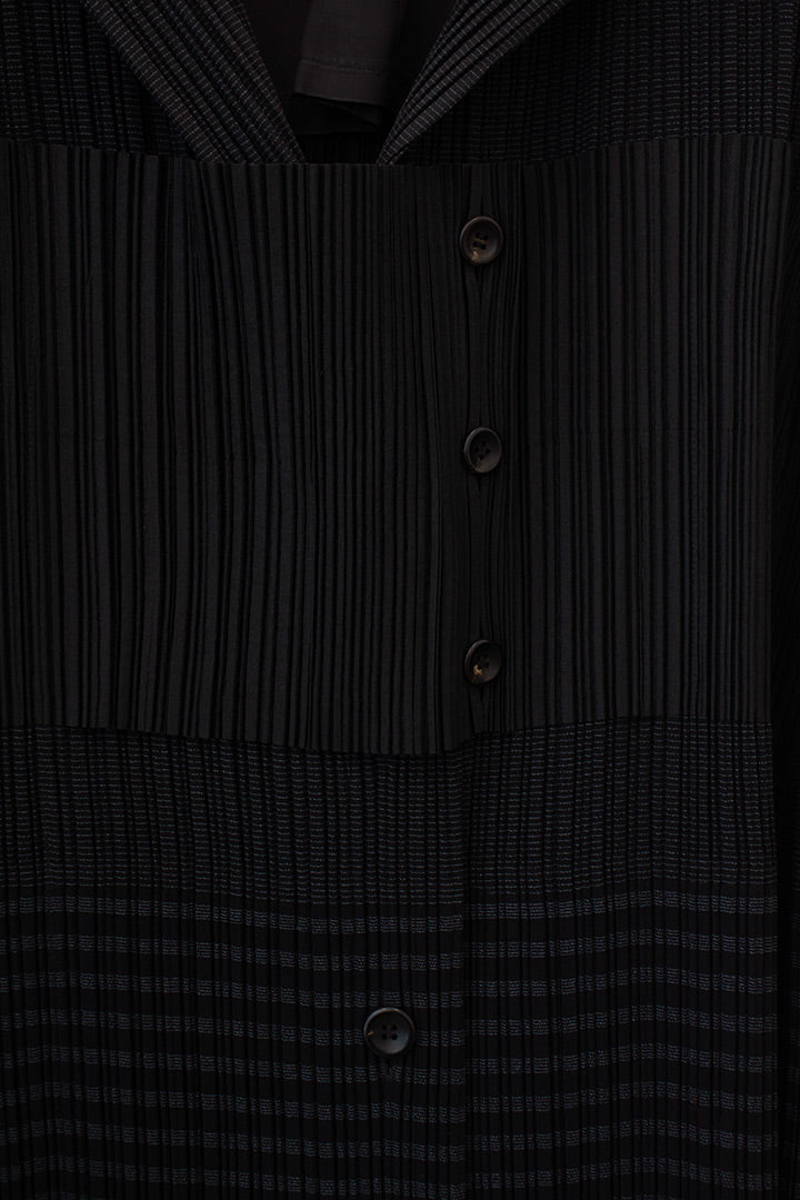 Issey Miyake pleated jas/colbert met panelen en strepen FW98/99