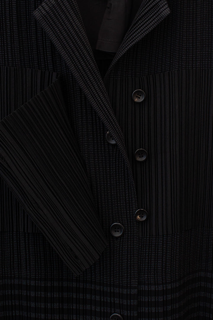 Issey Miyake pleated jas/colbert met panelen en strepen FW98/99