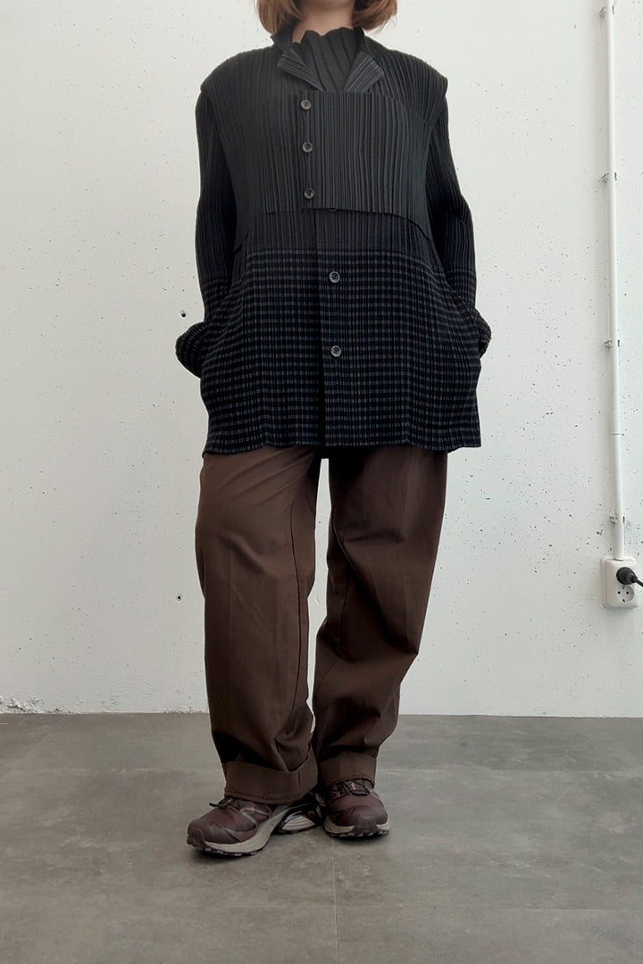 Issey Miyake pleated jas/colbert met panelen en strepen FW98/99