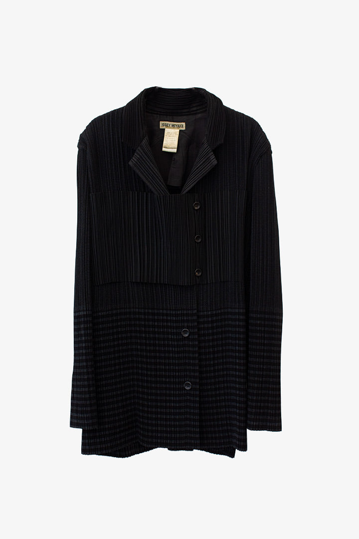 Issey Miyake pleated jas/colbert met panelen en strepen FW98/99