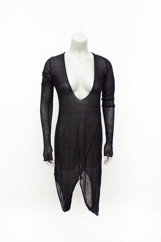 Zwarte Margiela x Stilab jurk/trui/tuniek met twee schouderkanten