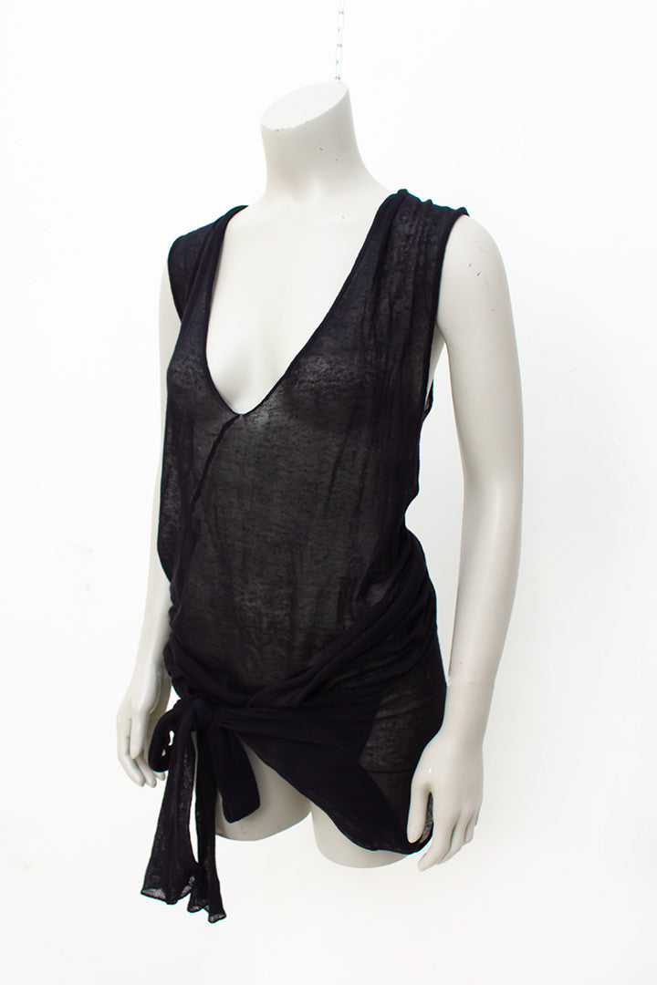Zwarte Margiela x Stilab jurk/trui/tuniek met twee schouderkanten