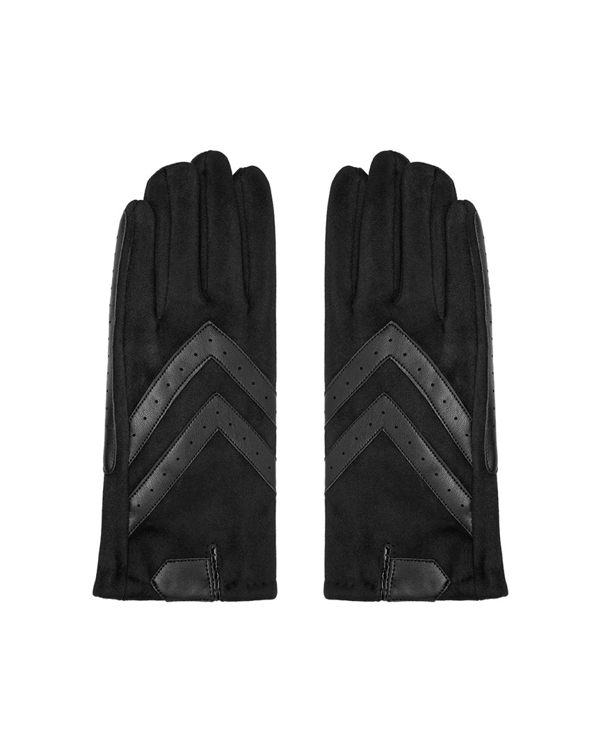 Zwarte handschoenen suède-look met imitatieleer