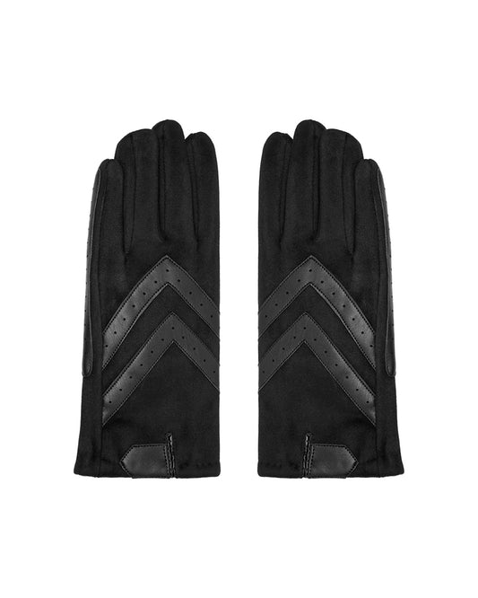 Zwarte handschoenen suède-look met imitatieleer
