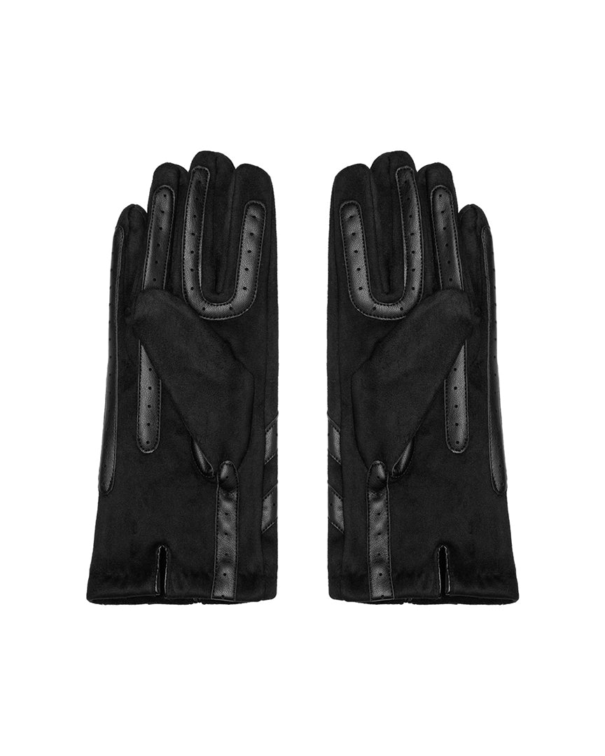 Zwarte handschoenen suède-look met imitatieleer
