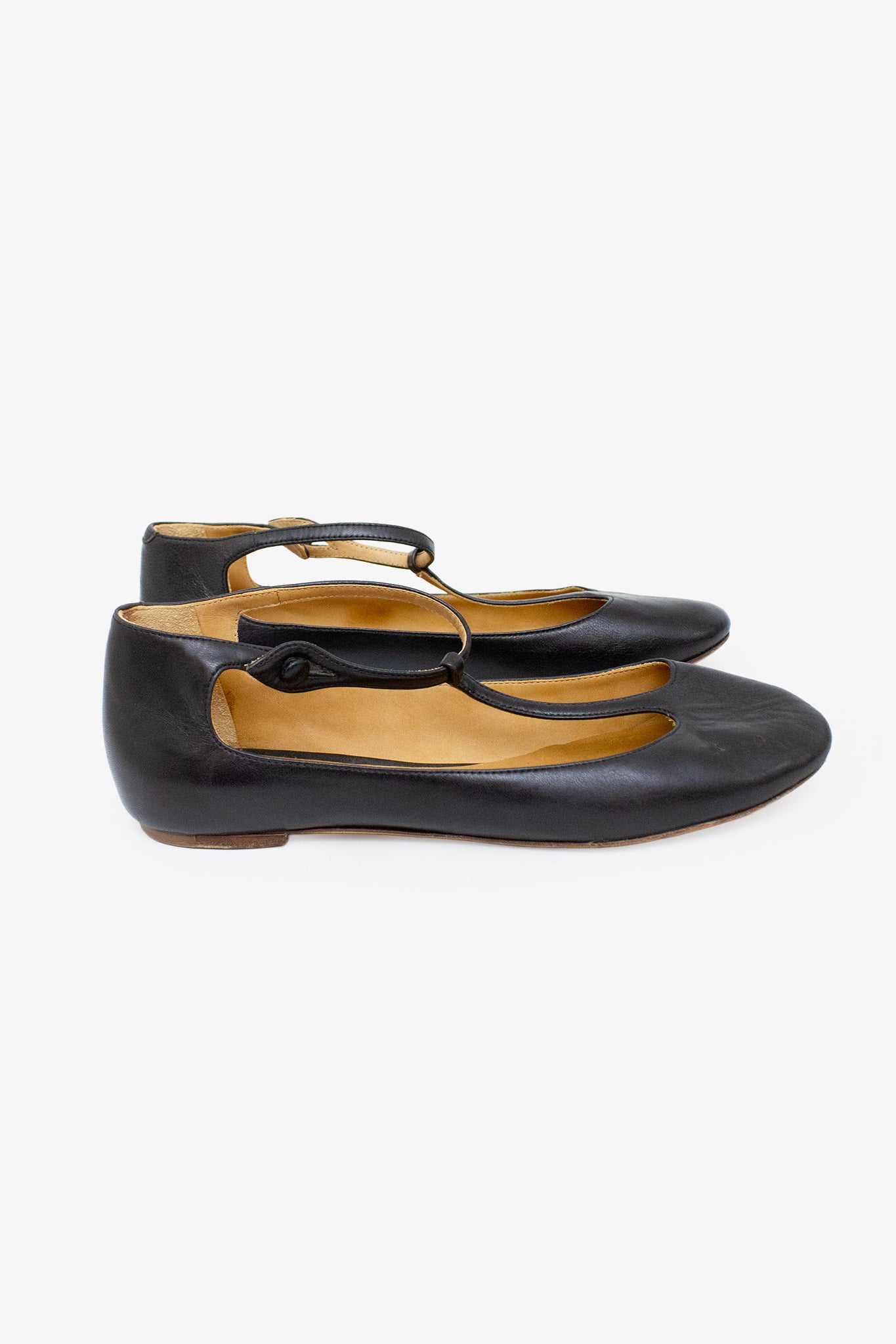 Zwarte leren Isabel Marant mary jane flatjes maat 36