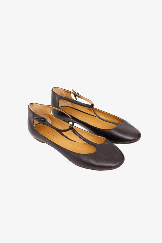 Zwarte leren Isabel Marant mary jane flatjes maat 36