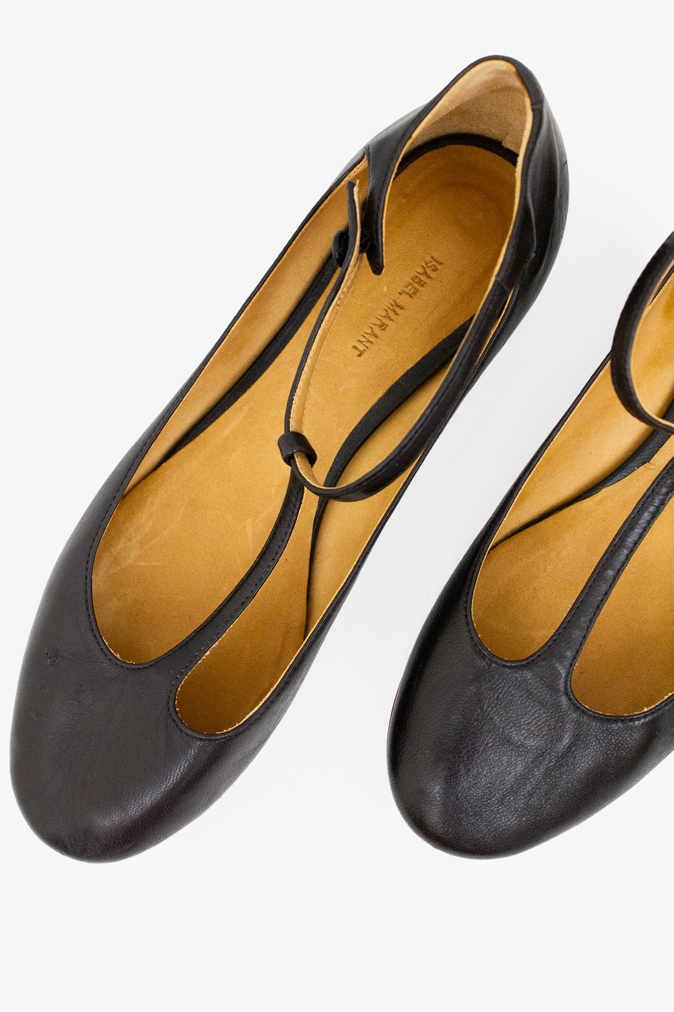 Zwarte leren Isabel Marant mary jane flatjes maat 36