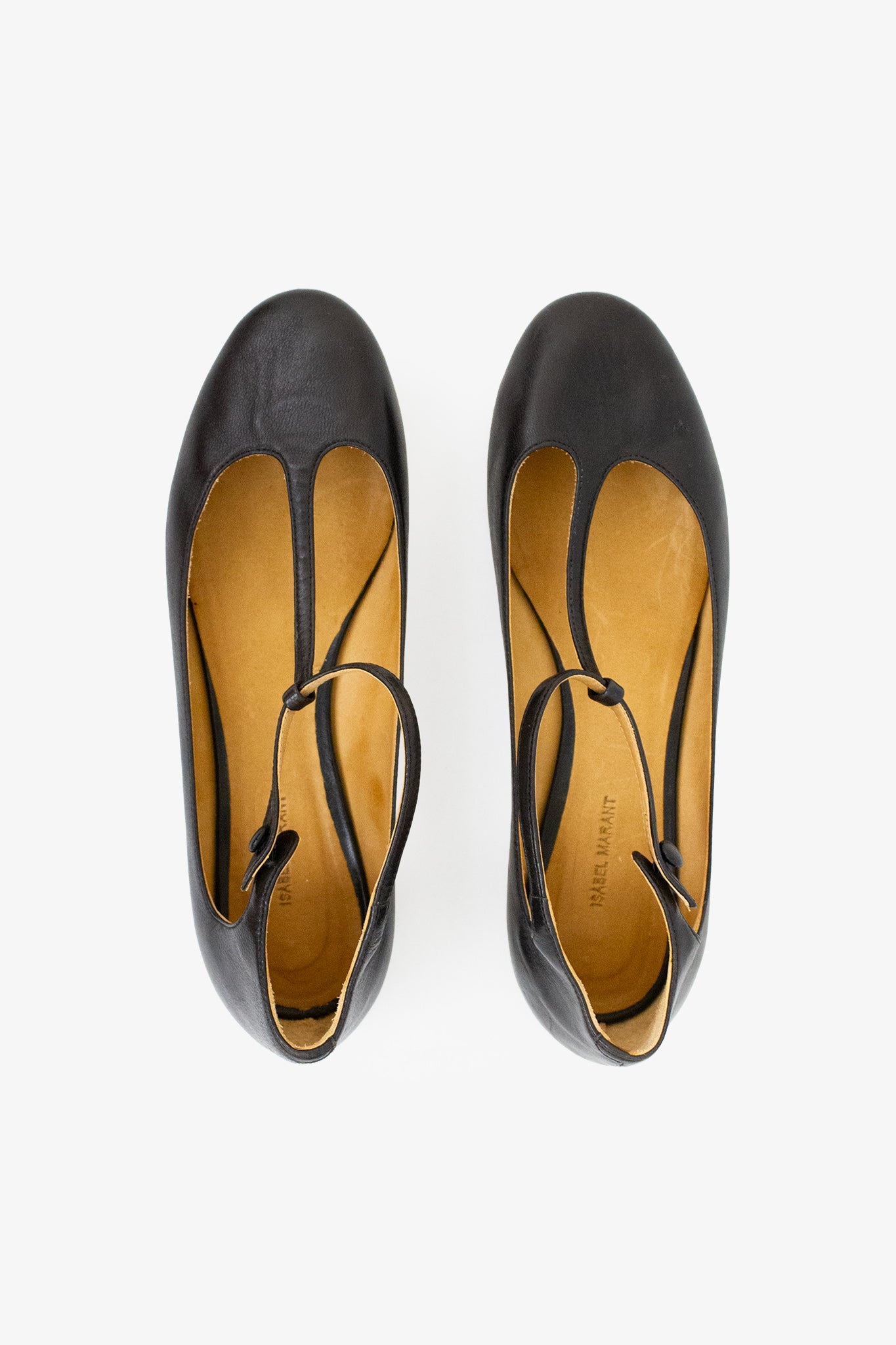 Zwarte leren Isabel Marant mary jane flatjes maat 36