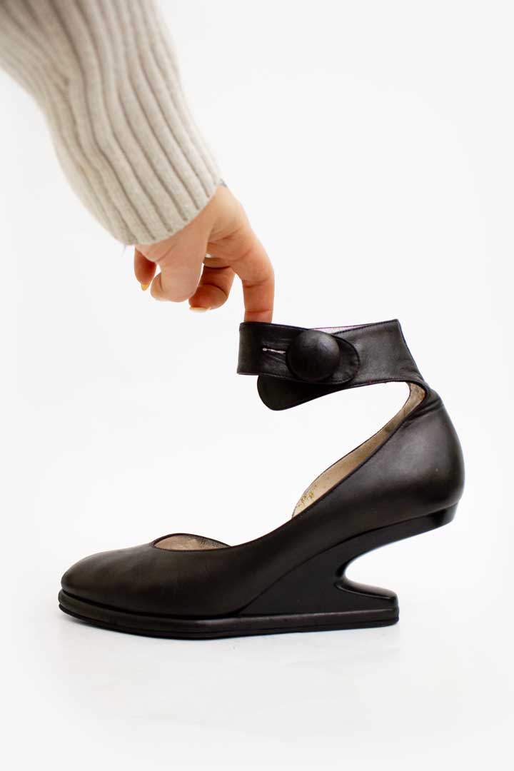 Zwarte leren Jan Jansen wedge schoenen