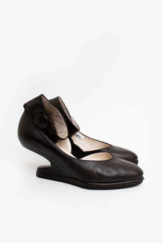 Zwarte leren Jan Jansen wedge schoenen