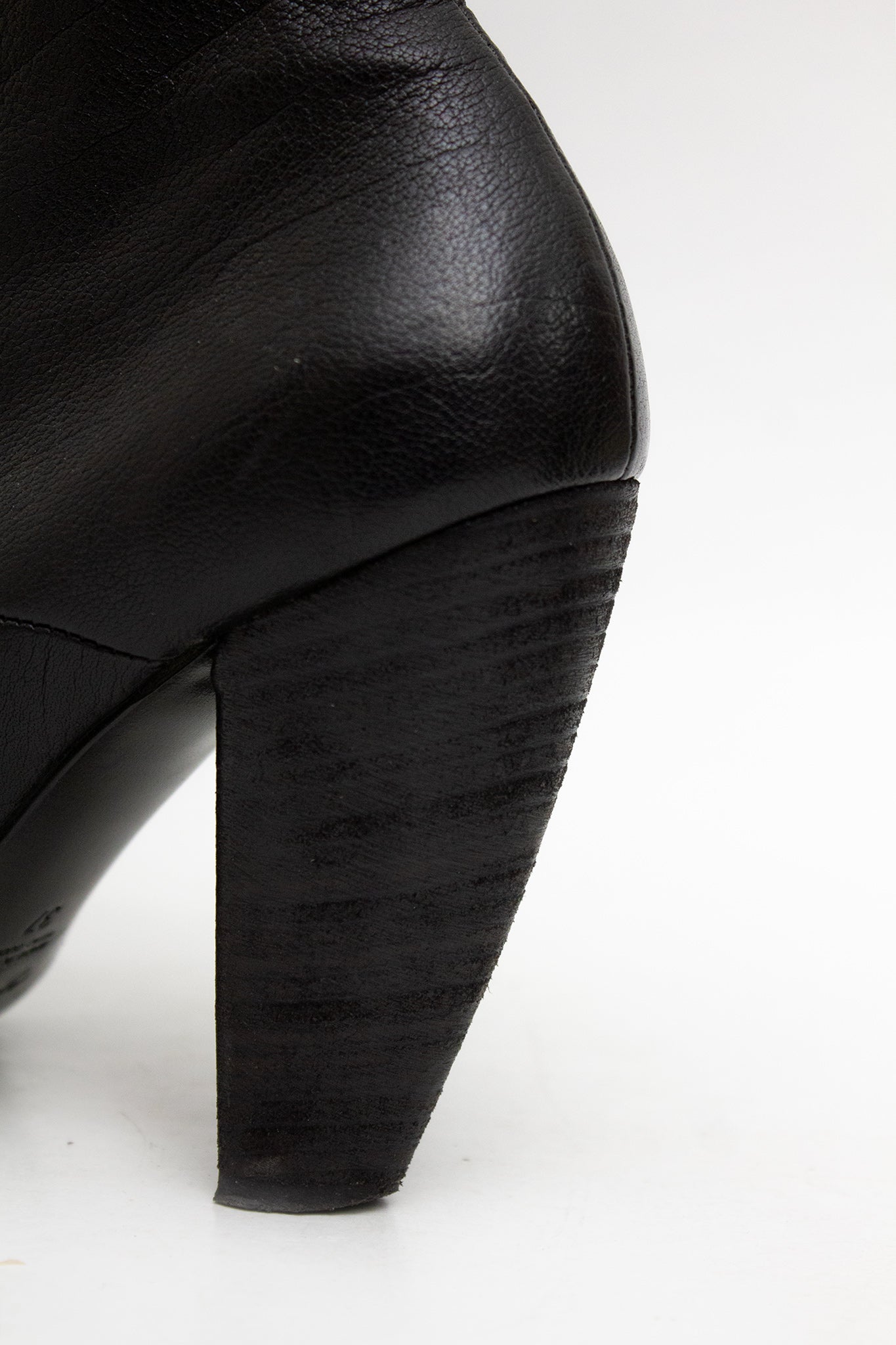 Zwarte leren Marsell veterlaarsjes met hak