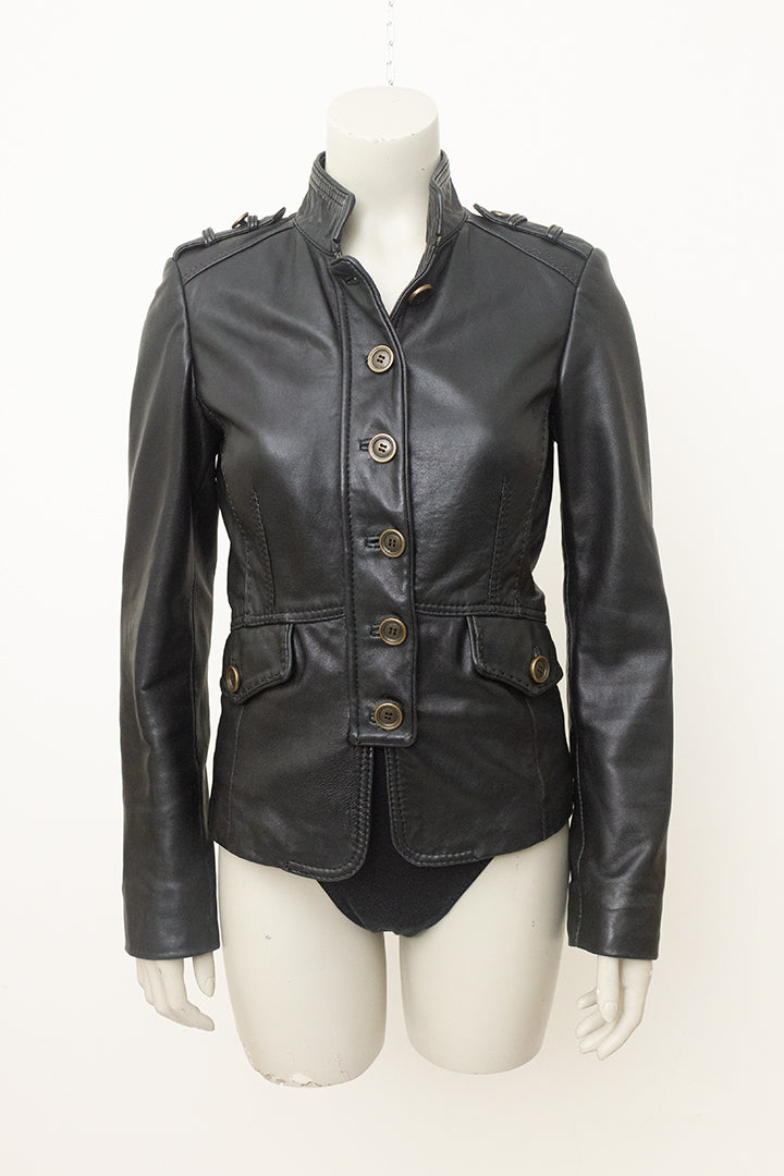 Zwarte leren jas vintage Massimo Dutti