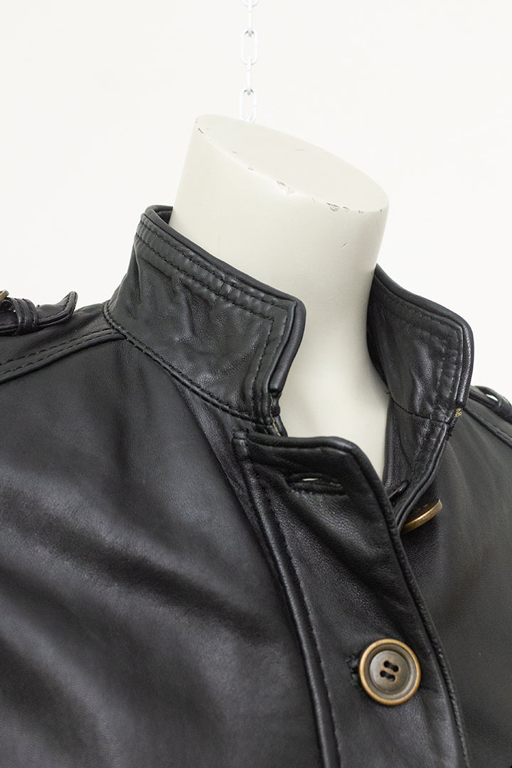 Zwarte leren jas vintage Massimo Dutti